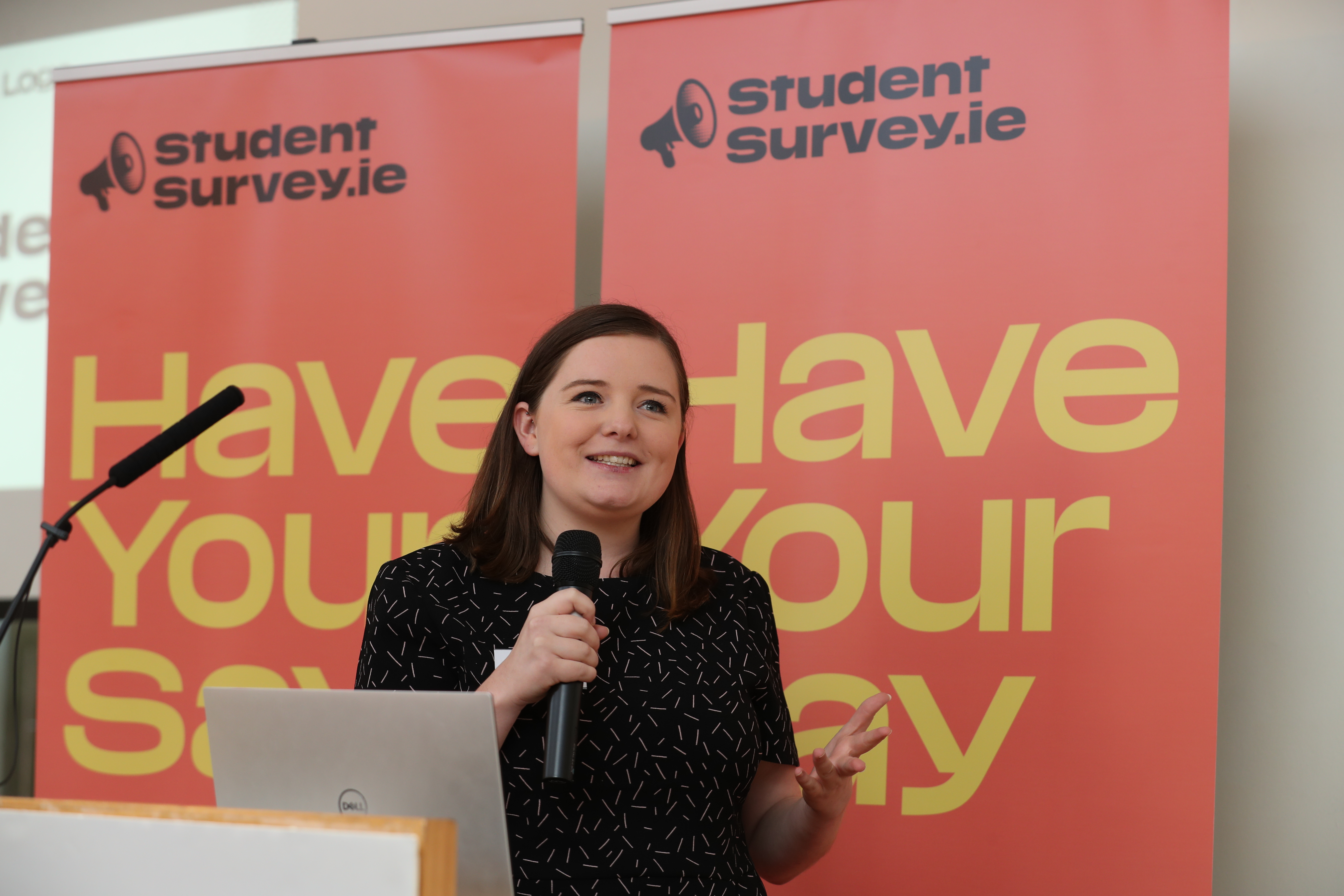 Michelle Byrne presenting the rebrand
