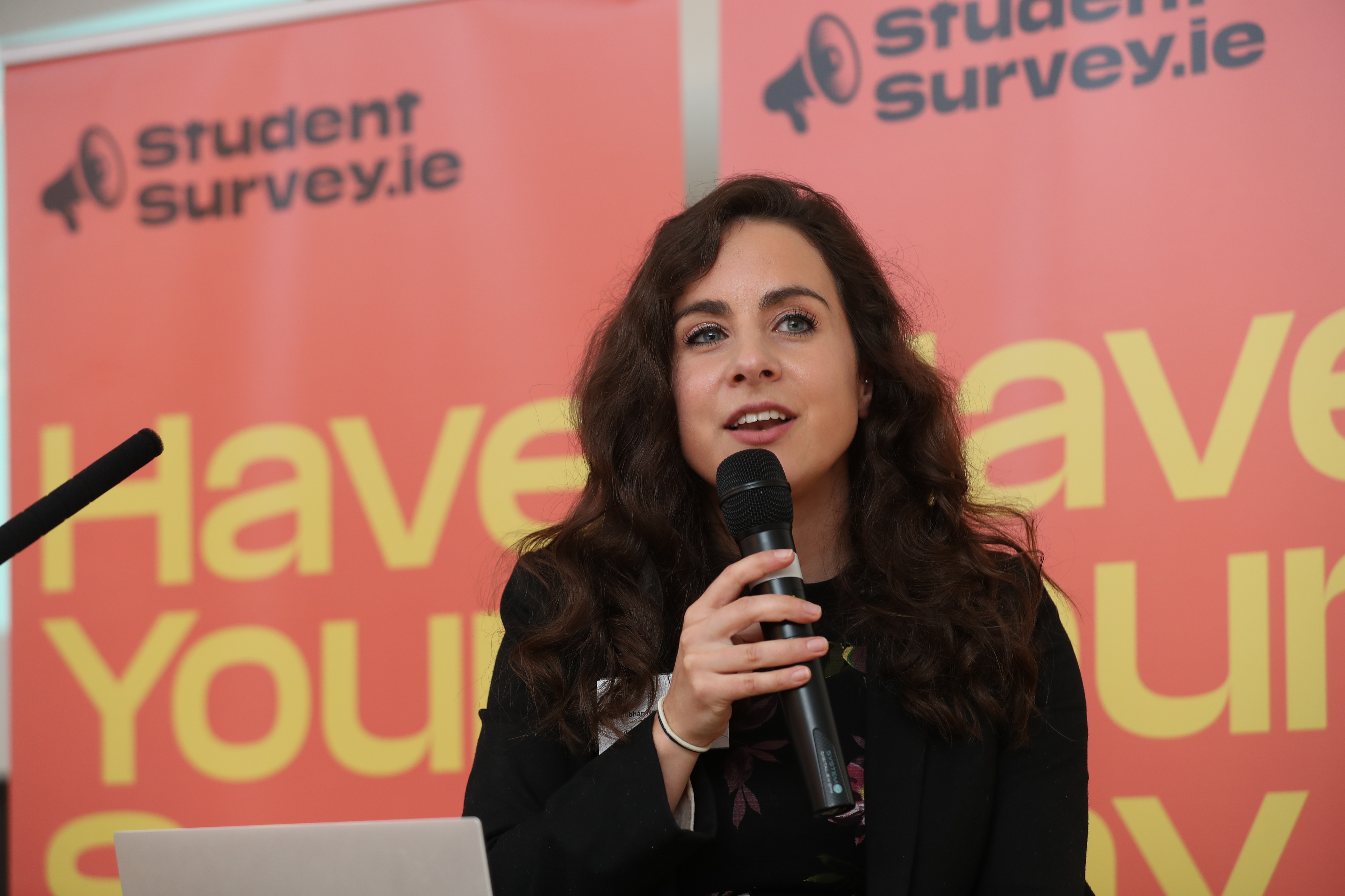 Siobhán Nic Fhlannchadha presenting the national results