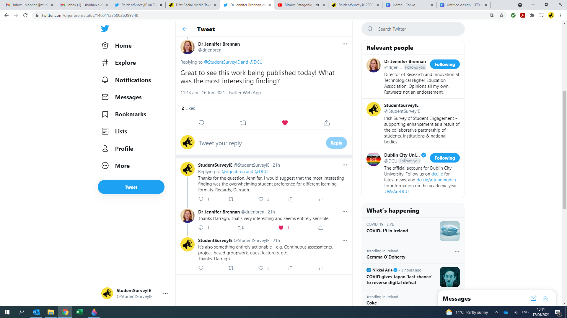 Tweet from Jennifer Brennan