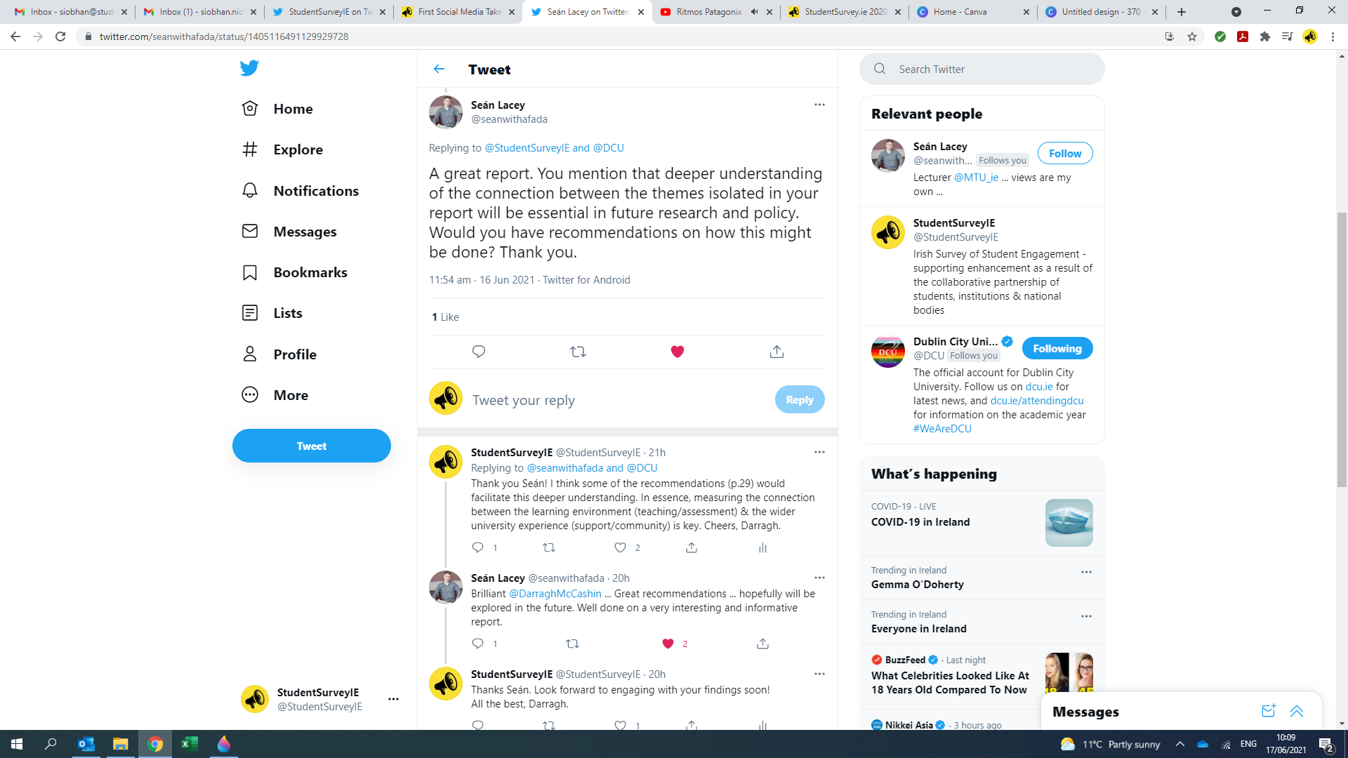 Tweet from Seán Lacey