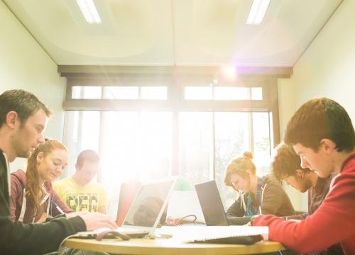 Students in the library