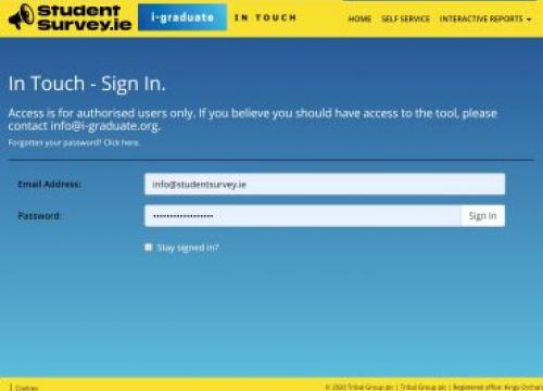 Screenshot of the In Touch data visualisation dashboard log in page