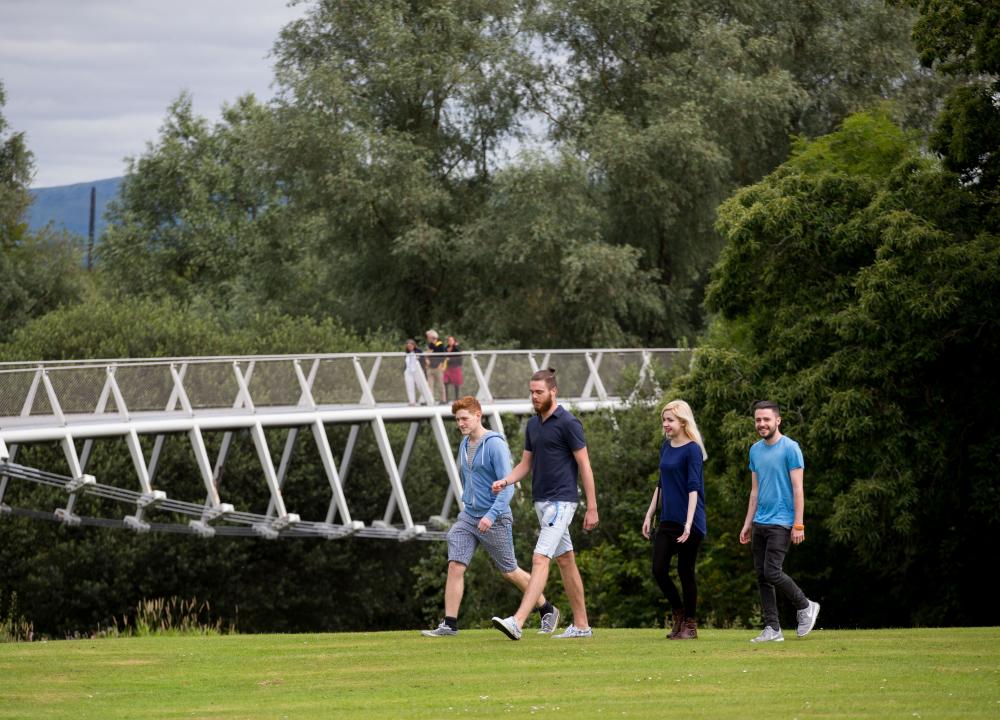 Students walking in UL