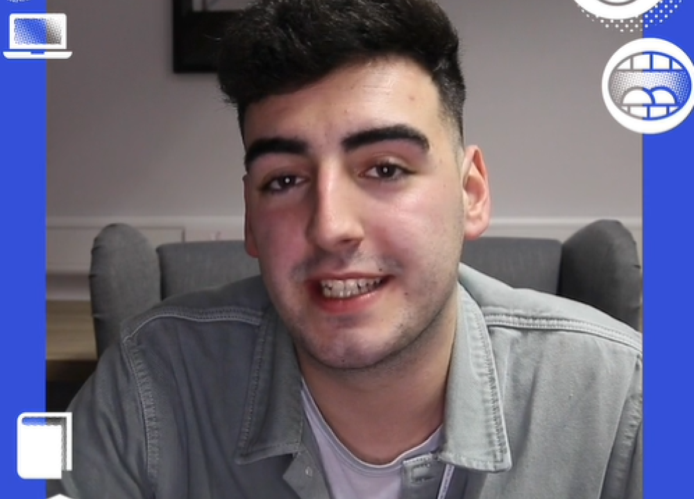 Screenshot of video of MSU representative Niall Daly encouraging other students to take the survey