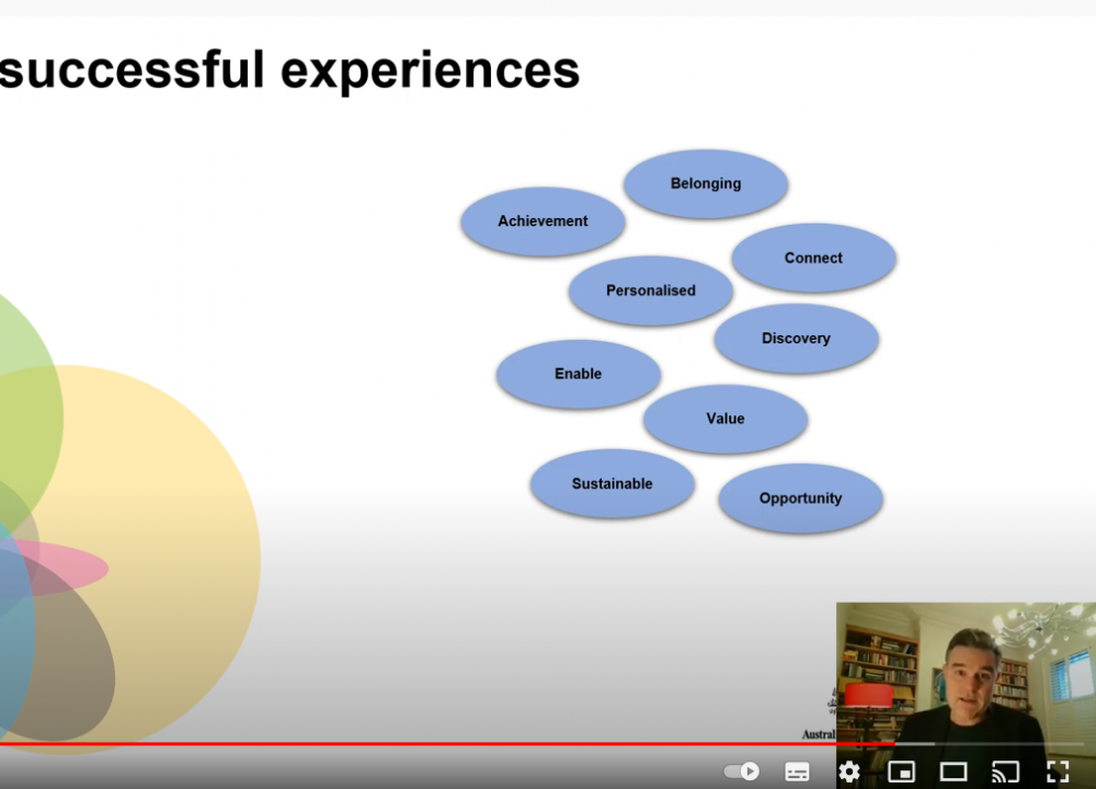 Still from a video by Prof Hamish Coates, who is on screen in the image
