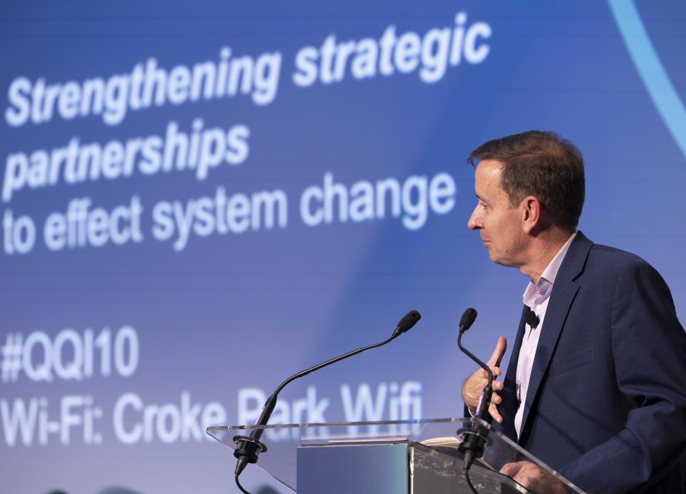 Photograph of Prof Peter Felten launching the National Report 2022